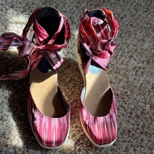 Striped Red/ Maroon Women's Shoes
